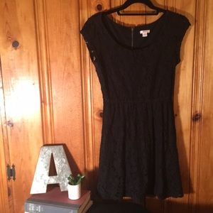 Black floral lace dress